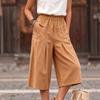 2026 European and American Amazon New Women's Pocket Shorts Summer Shorts Casual Daily Shorts Mid-waist Solid Color