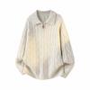 Knitted lapel sweater slightly wide half-zip jacket casual sweater long sleeves