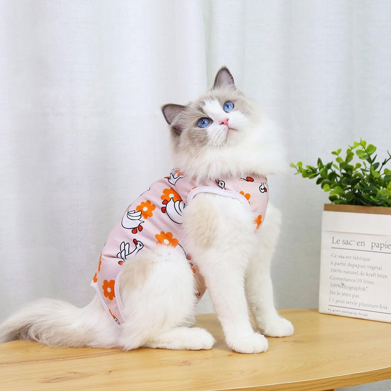 1Pcs Breathable Dog Cats Jumpsuit Pet Supplies  Cartoon Cat Sterilisation Clothes Print Anti-Scratch Pet Surgery Suit