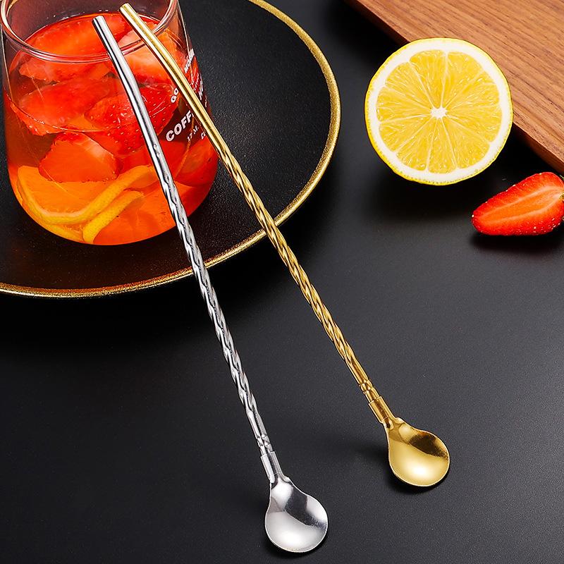 1Pc Reusable Long Straw Spoon Multicolor Stainless Steel Straws Scoop Bar Cocktail Coffee Stirring Drinking Spoon