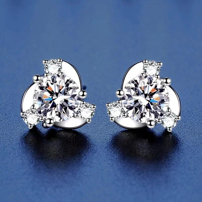 

Trendy 925 Silver Windmill Moissanite Earrings Women D Color 0.5ct Moissanite Diamond Stud Earrings White Gold Plated Pass Test