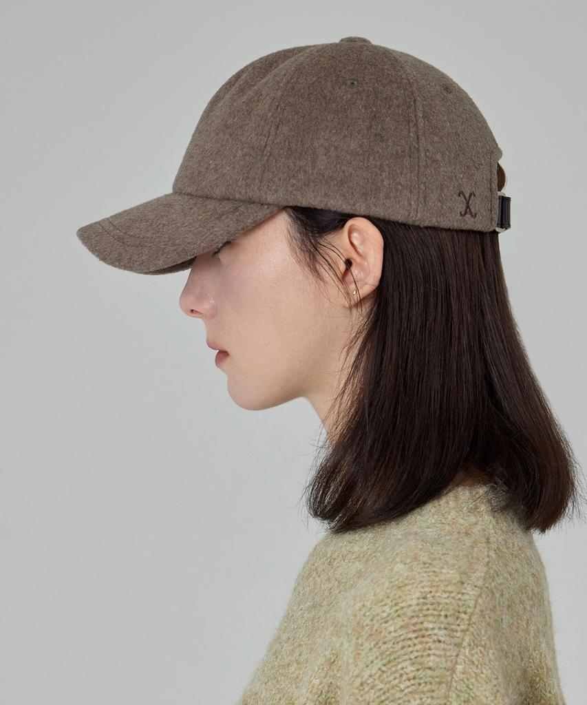 Bajal Va Curved Logo Wool 5-Panel Ball Cap Mocha