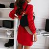 Women Suit Dress Lapel Long Sleeve Double Breasted Mid-length Formal Business Dress with Belt Pockets Suit Dress Workwear