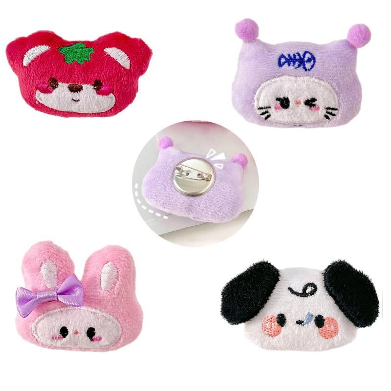 Cute Plush Cartoon Dog Brooch Pin For Bags Clothes And Decorations Embroidered Animal Design