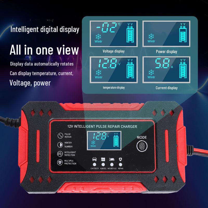 12V6A Intelligent Pulse Charger for Maintenance-Free Motorcycle and EV Batteries