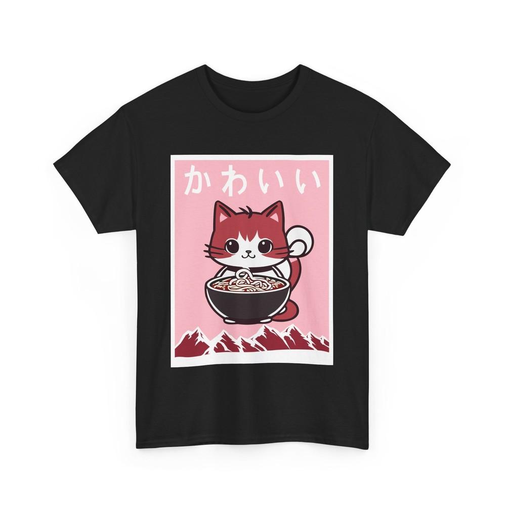 Anime Cat T-Shirt, Kawaii Cat Japanese Art Woodblock Kitten Funny Shirt