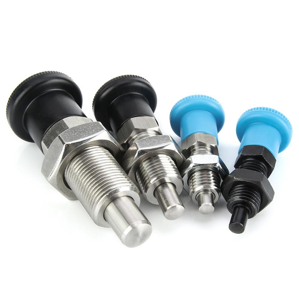M8 M10 M12 M16 M20 M24 Fine Thread Black Self Locking Index Bolts Plastic Knob Stainless Steel Indexing Plunger With Nut