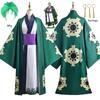 Zelené Kimono Roronoa Zoro Cosplay Anime Kostým Uniforma na Halloween Pánský Oblek Podšívka Paruka Vnější oděv Pásek Disfraz Halloween