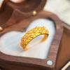Sand Gold Rhinestone Accent Ring Glittering Gold Plated Ring  Women Accessories