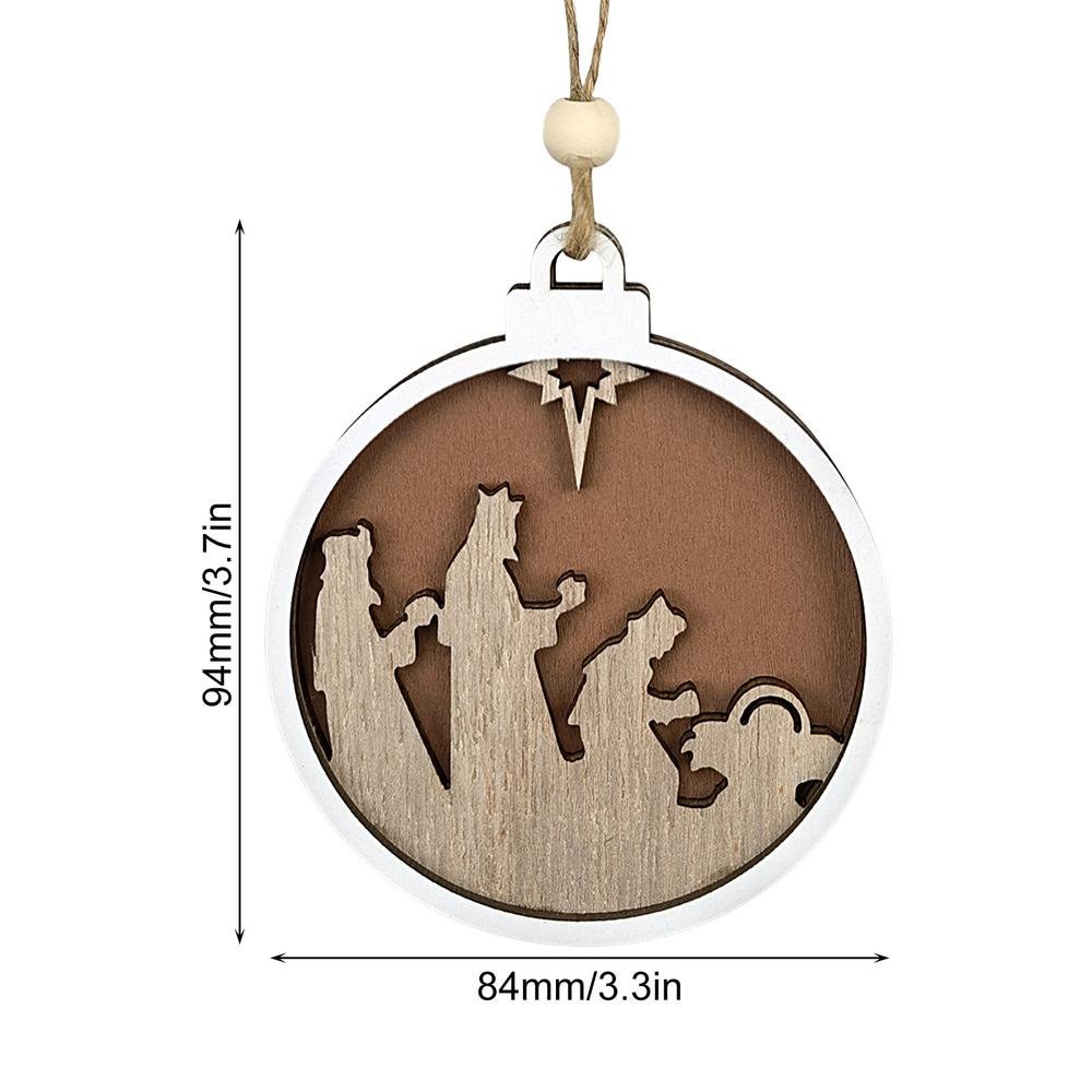 Nativity Scene Pendant Wooden Hollow Pendant Decor Lovely And Delciate Jesus Birth Ornament For Christmas Tree Home Decoration