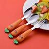 3 Pcs/Set Carrot Set Kids Tableware Stainless Steel Spoon And Fork Cutlery With Box Baby Feeding Kitchen Tableware Supplies