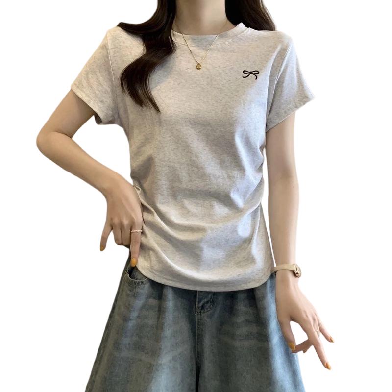 La Chapelle Women s Bowknot Pleated Short-Sleeve T-Shirt XL