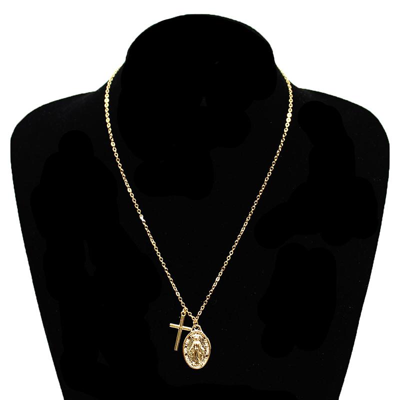 Necklace Of The Virgin Mary Of The Cross For Women Personality Creative Accessories Clavicle Chain золотой