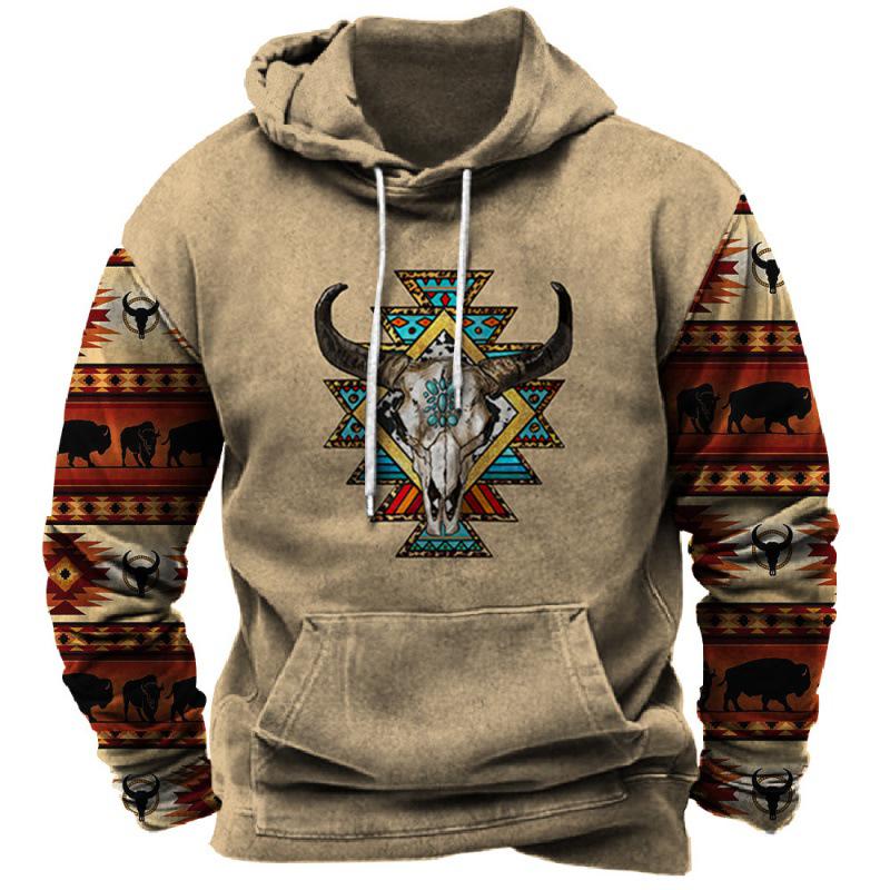 Men's Plus Size 3D Printed Western Hoodie