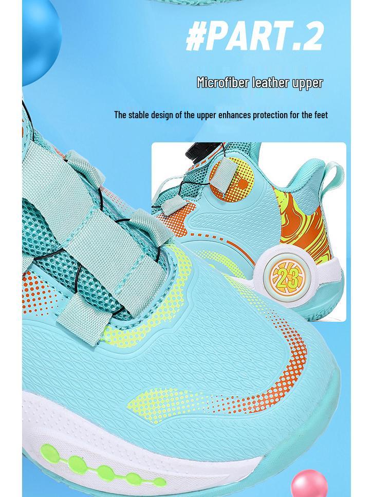 Boys' Spring 2026 Non-Slip Soft Sole Basketball Shoes with Rotating Buckle