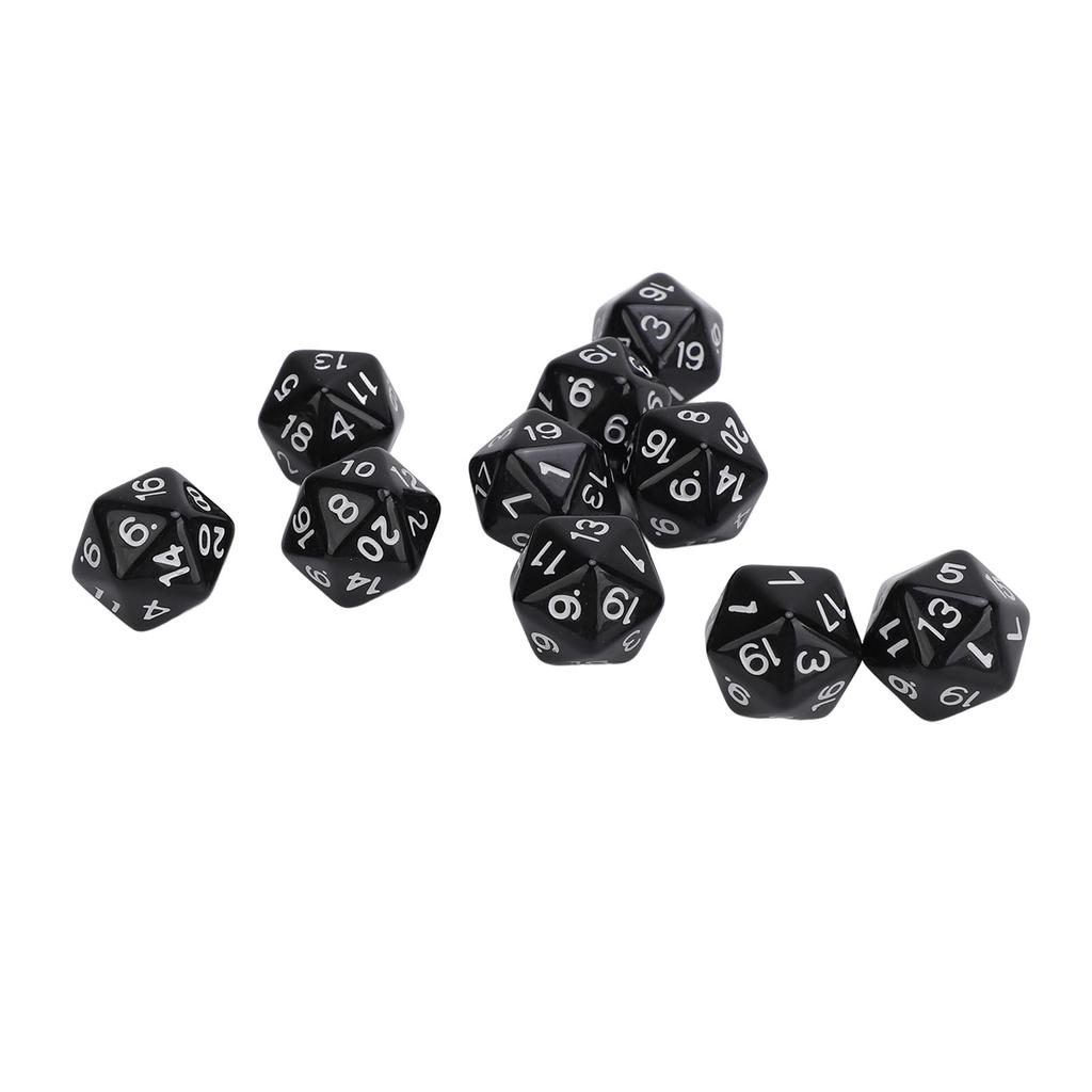 10 SZT. Zestaw Kości Wielościennych Plastikowe Lekkie 20-ścienne Kości do Gier Fabularnych Stołowych