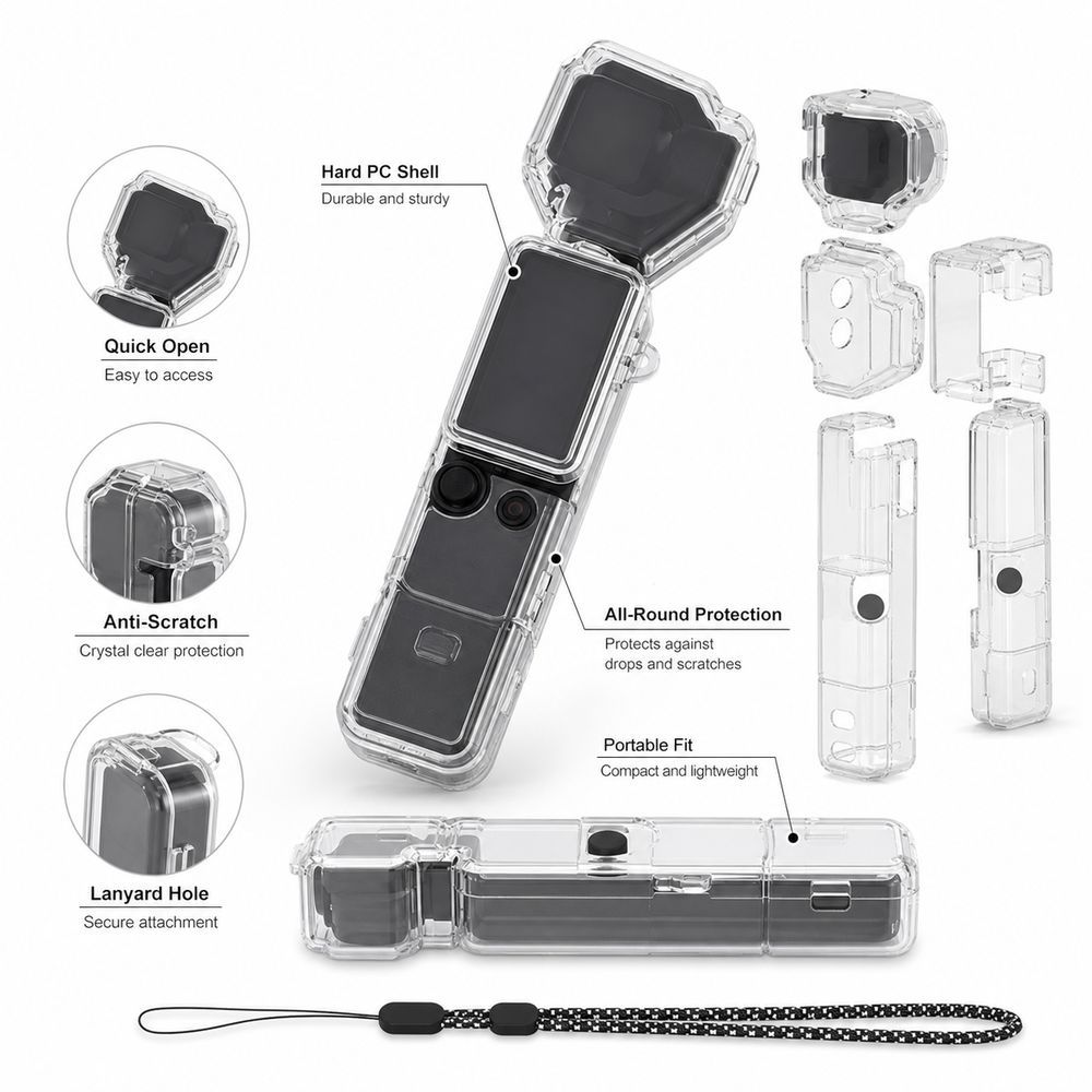 Clear Gimbal Camera Protective Case Full Coverage Screen Protector for DJI Osmo Pocket 4