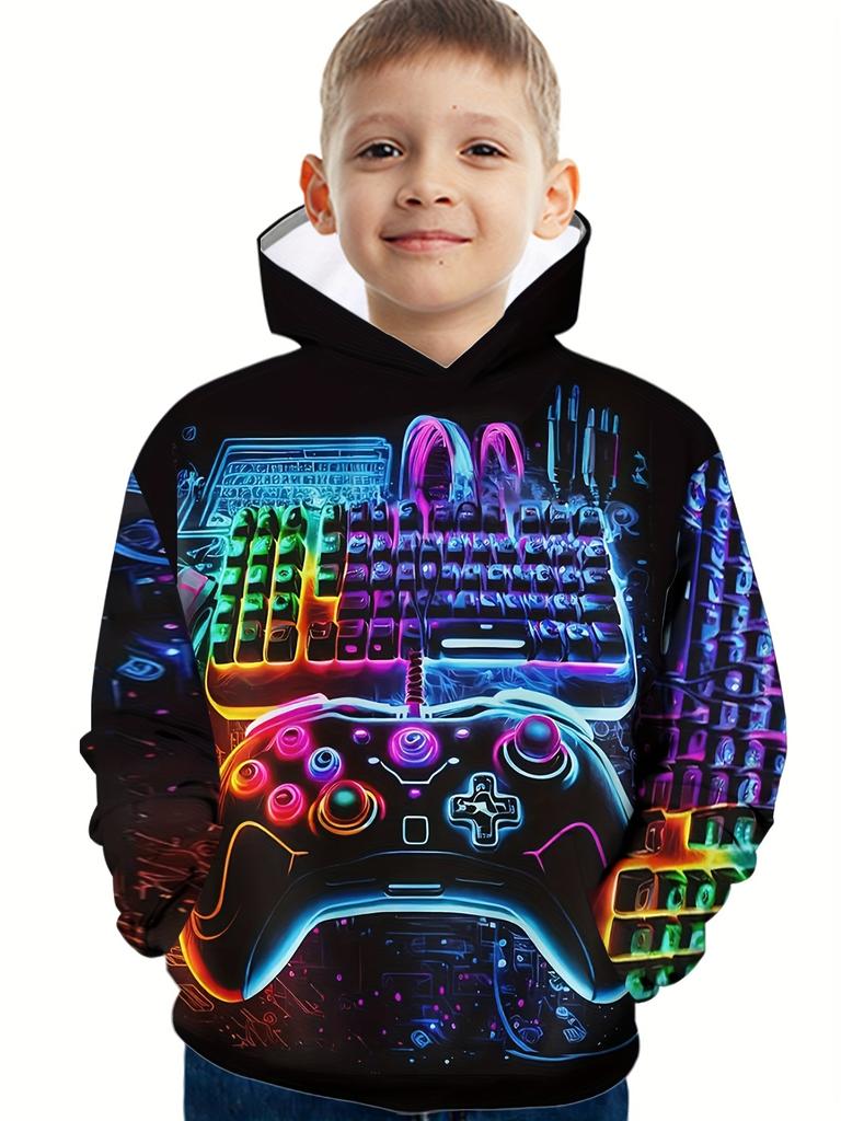 Children Hoodies Long Sleeve Kids Clothes Boys Stylish Autumn Tops 3D Gamepad Print Casual Outdoor Clothes Children's Clothing