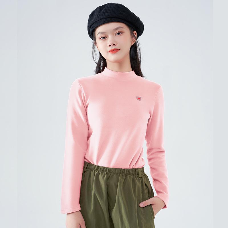 Sous-couche chaude à manches longues et col montant pour adolescents, en velours allemand, pour l'automne/hiver