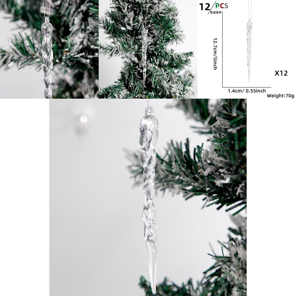 Transparent Icicle Ornaments For Christmas Tree Festive Holiday Decorations Pack Of 12