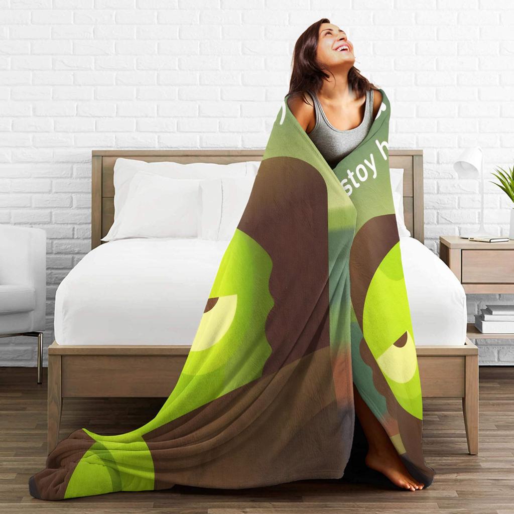 Duolingos Owl Duo Blankets Camping Flannel Throw Blanket For Couch Chair Sofa Bed Warm Soft Custom Quality Bedspread Gift Idea