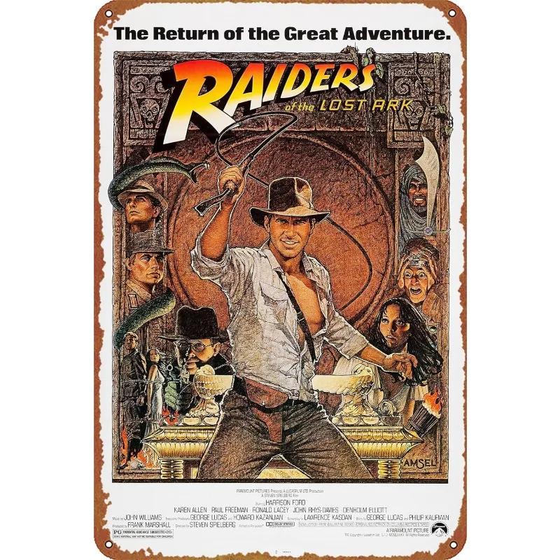 Classic Movie Tinplate Poster Indiana Jones Metal Sign Retro Industrial Wall Decor Plaque Bar Garage Home Tin Sign Art Plates