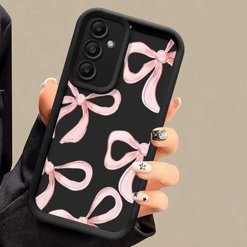 Luxusní červená mašle pro pouzdro Samsung Galaxy S24 S23 S22 S21 Ultra Plus Fe A55 A54 A53 A52 A35 A25 A15 A14 5G Telefon Y2k Kryt