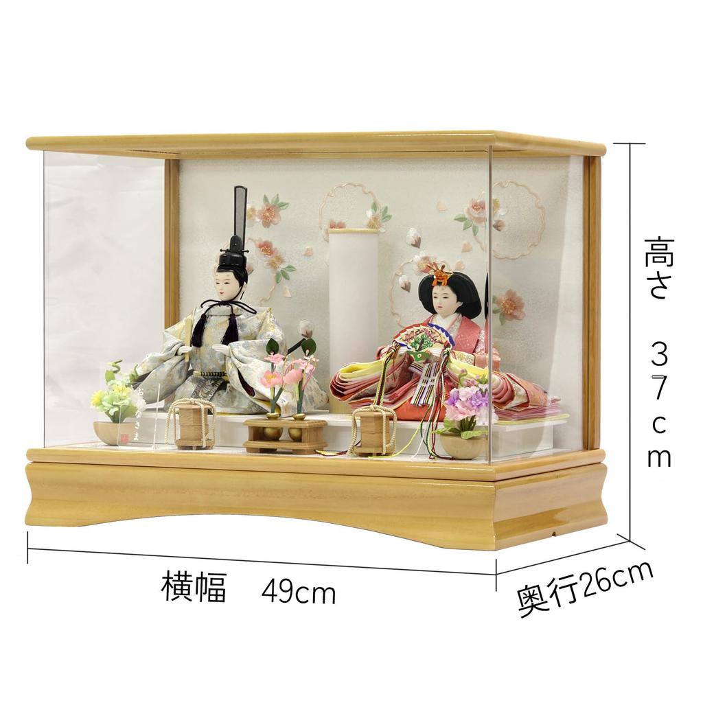 Hina Emperor and Empress Display Sakuraakari Acrylic Display Momoikada 49cm W X 26cm D X 37cm Includes Dolls, Case, Case, Design, Wooden, H, Costumes,