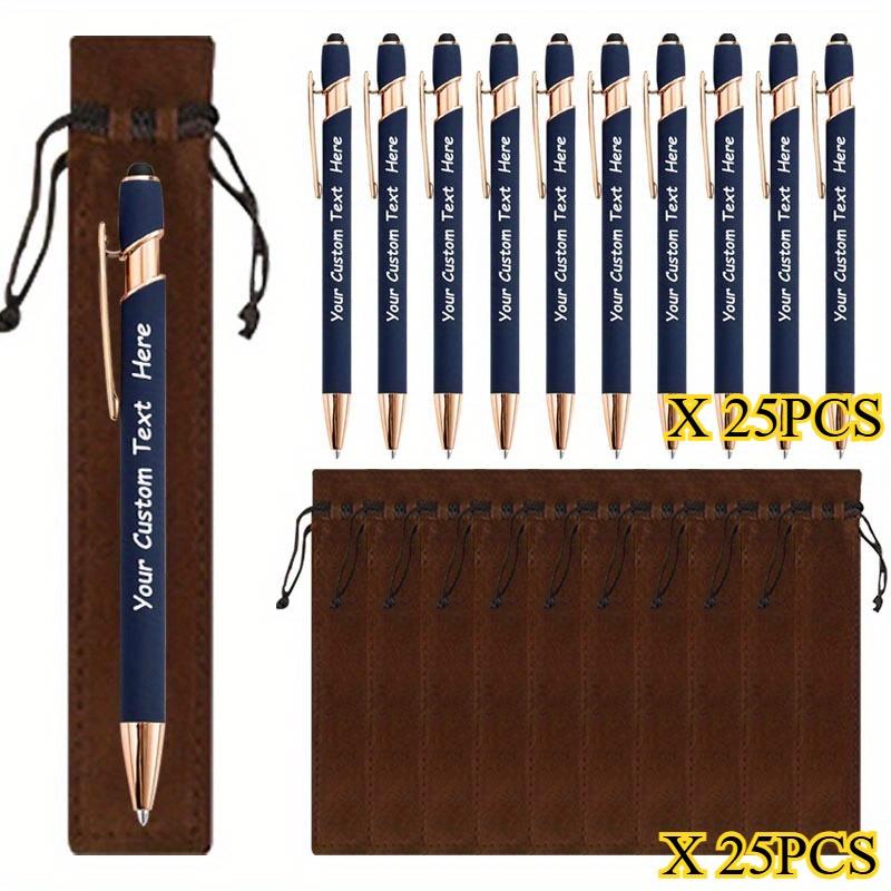 25Sets Customizable Ballpoint Pens Luxury Soft Touch round Writing Tools with Brown Cases - Includes 25 Pens And 25 Brown Bags