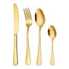 24-Piece Titanium Gold Stainless Steel Cutlery Set with Western Steak Knife, Fork, Spoon, and Laser Logo - Gift Pack.