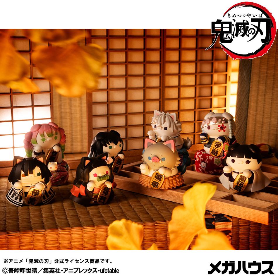 Demon Slayer Lucky Cat Anime Figure Blind Box Rengoku Tanjiro Inosuke Kawaii Cute Model Toy Desktop Car Ornaments Birthday Gift