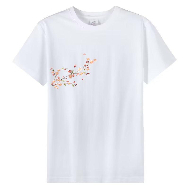 Spring/Summer 2025 Chinese Style Streetwear: Men's Plum Blossom Print Short Sleeve T-Shirt
