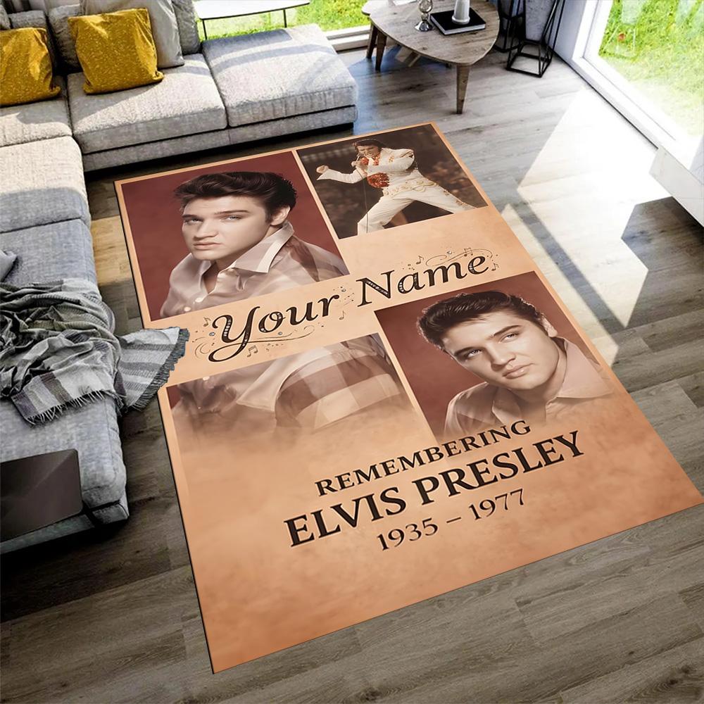 Elvis Presley Customize Your Name Area Rug Perfect for Dining Room Game Room Decorate Room Outdoor Anti-slip Rug Office Home Decor Wedding Party Gift