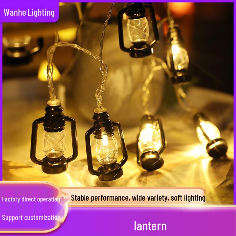 Retro LED Camping Lantern - String Lights for Tent, Canopy, and Campsite Décor