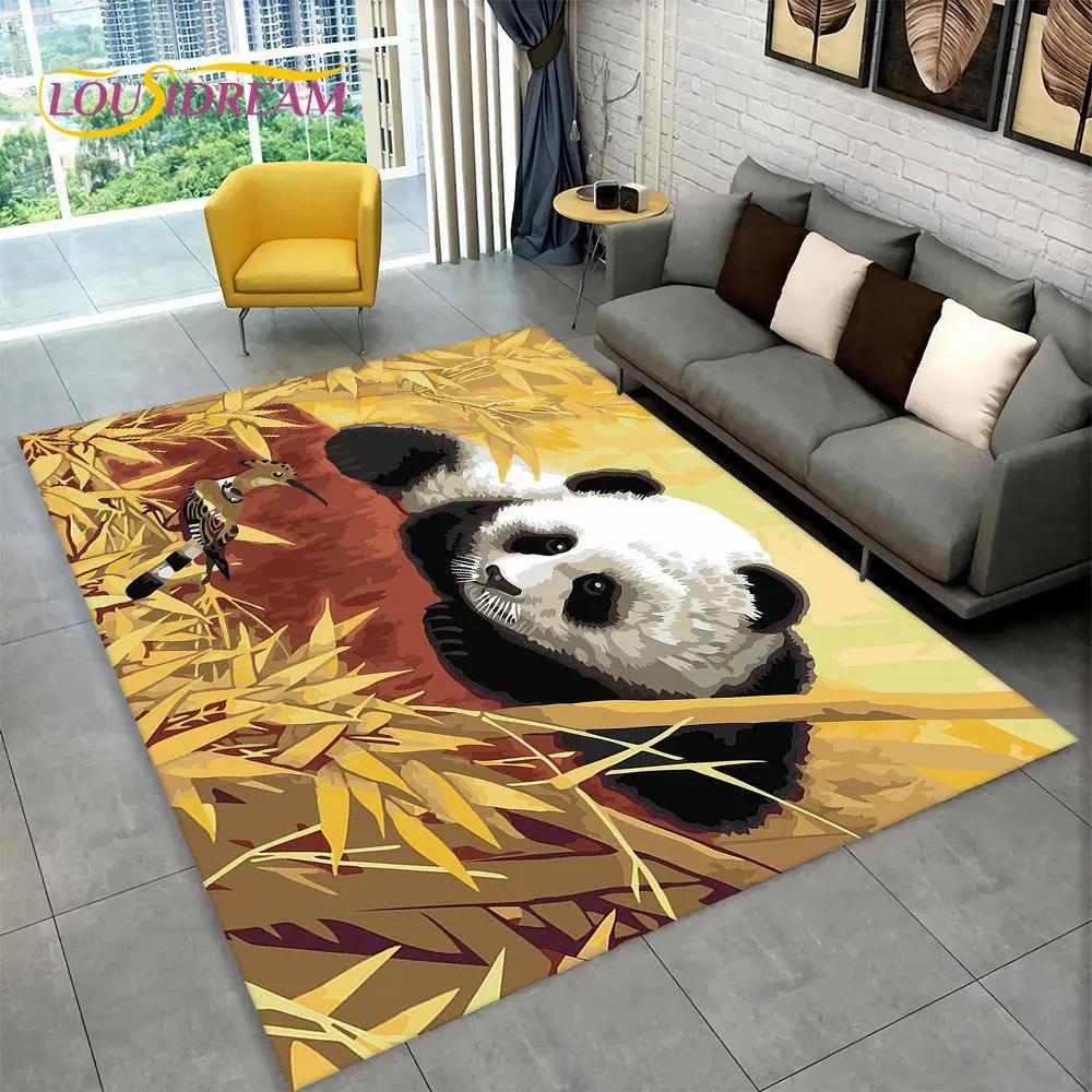 Dywan z motywem zwierząt z kreskówek Panda, dywanik do salonu, sypialni dziecięcej, sofy, wycieraczki, kuchni, antypoślizgowa mata podłogowa