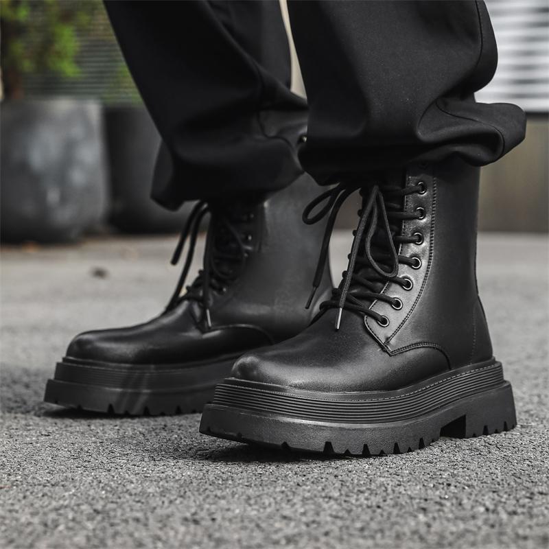 Platformové klasické motocyklové boty pánské vysoce kvalitní pravá kůže kotníkové boty designové boty pánské vysoké motocyklové boty