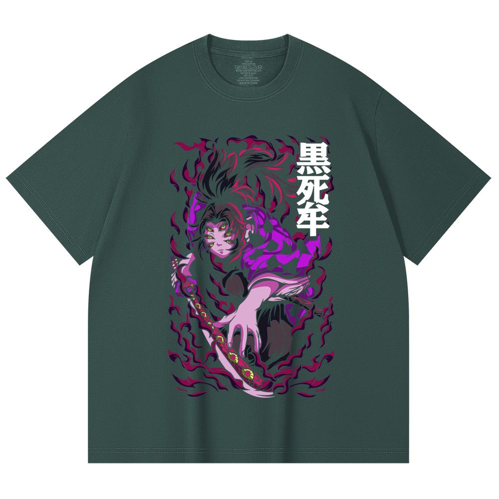 230 Gsm 100% Cotton Demon Slayer V83 Kokushibo Print Unisex Heavy Cotton T Shirt
