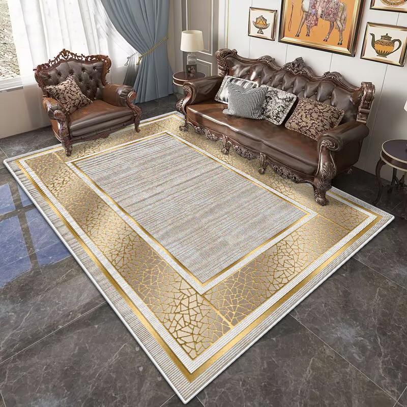 Großer Wohnzimmerteppich im chinesischen Stil, waschbare Dekoration, Schlafzimmer, Luxus, Gold, große Flächenteppiche, Lounge-Teppich, rutschfeste Matte für Kinder