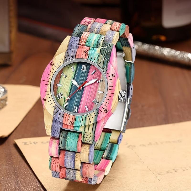 Ladies Color Bamboo and Wood Casual Quartz Wood Watch