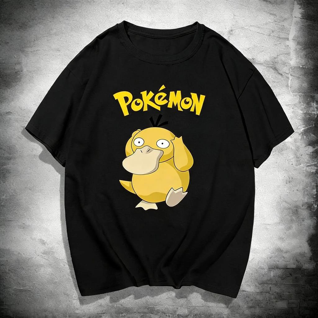 Unisex Oversized Pokemon Psyduck T Shirt Man Kids 2026 Summer Y2k Short Sleeve Tee Tops Streetwear Casual Parentchild Clothing