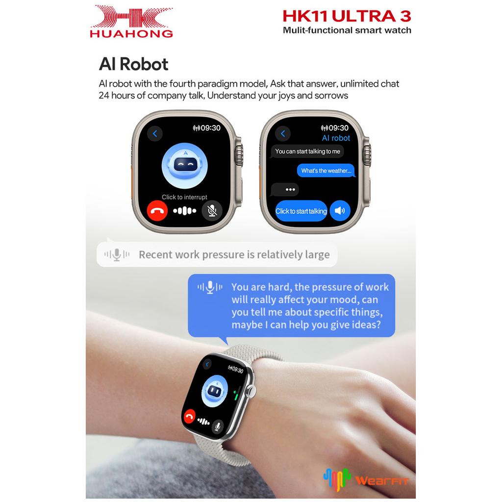 HK11 ULTRA 3 AMOLED Smartwatch Uomo Donna ChatGPT NFC Bussola Album Fotografico Frequenza Cardiaca Chiamata Bluetooth Sportivo Smartwatch Aggiornato