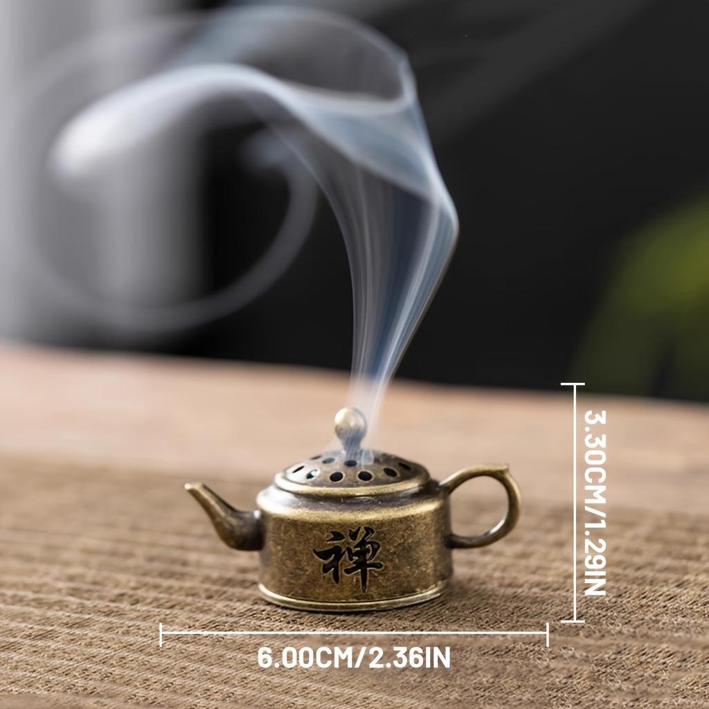1Pc Chinese Style Incense Burner Mini Tea Pot Aromatherapy Stove Alloy Tiny Teapot Shape Incense Holder Home Pendant