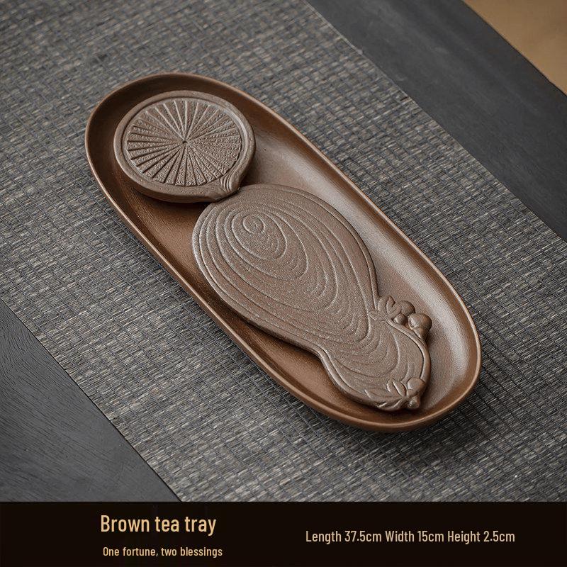 Rough Pottery Brown Tea Tray