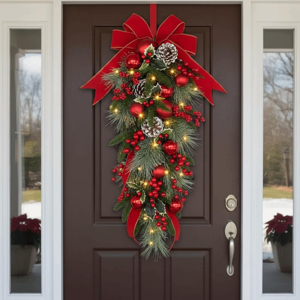 Pine Needles Christmas Tree Door Swag Christmas Tree Upside-down Branches Door Hanging