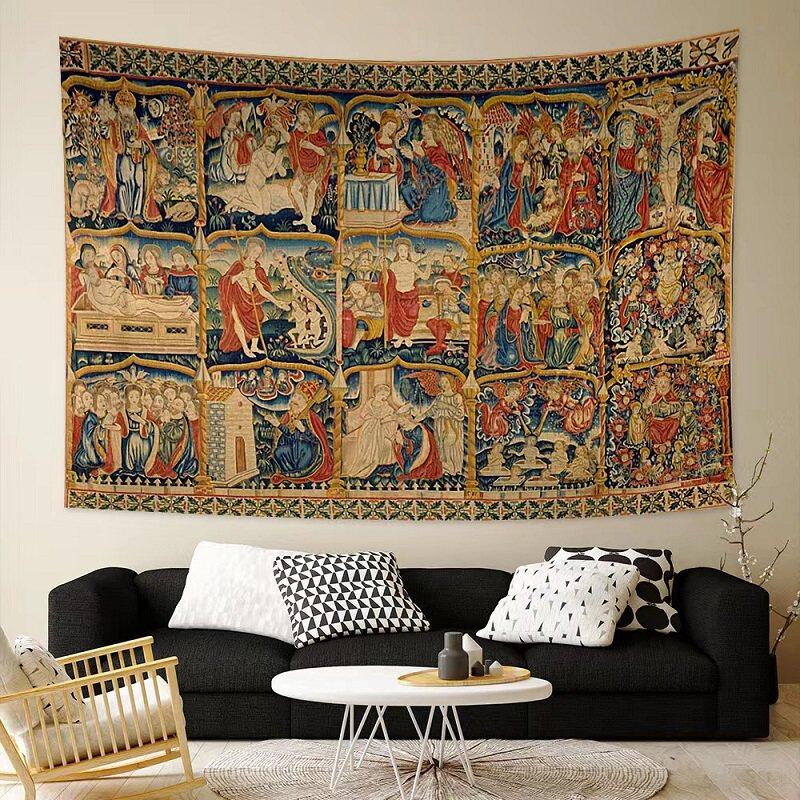 Phoenix Unicorn Series Retro Ethnic Style Tapestry Nordic INS Wall Art Hanging Cloth for Living Room Bedroom Headboard