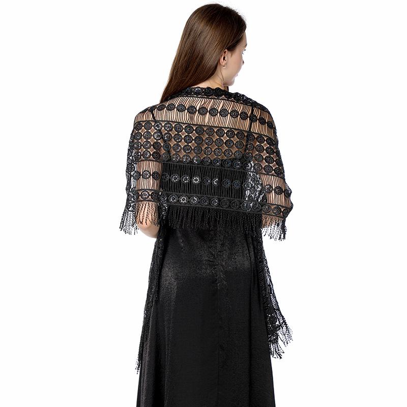 Luxury Sequin Embroidery Shawl with Fringe - Perfect for Brides, Bridesmaids, Weddings, and Evening Gowns