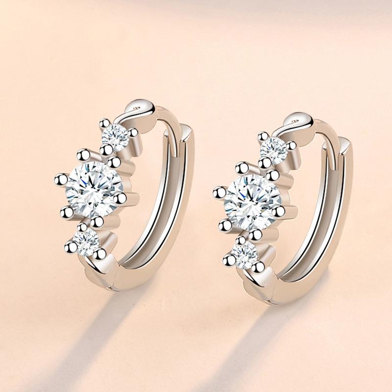 925 Sterling Silver Crystal Circle Earring for Women Making Jewelry Gift Wedding Party Engagement