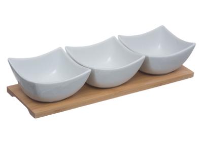 Snack Set White Bowls On a Tray