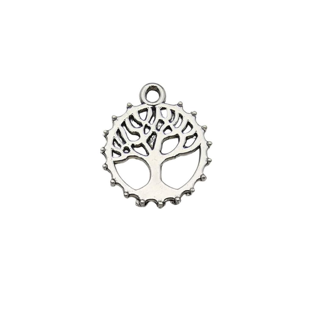 Ancient Silver Plant Small Pendant Hollow Tree Of Life Alloy Accessories Handmade Beaded DIY Material Jewelry