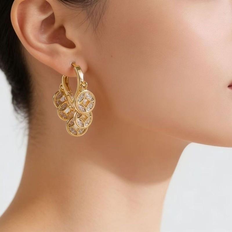 Super flash lucky Nafu five emperors money earrings feminine temperament versatile simple ear buckles fashion temperament exquisite earrings